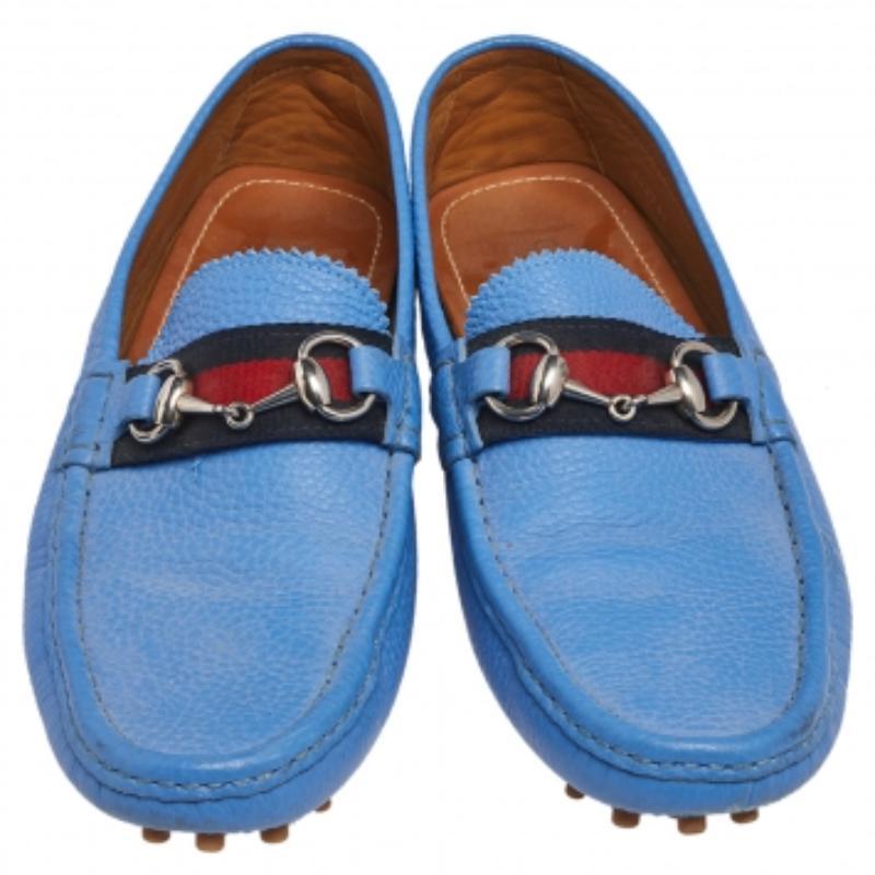 Gucci Blu  Mocassini in pelle con bordo in rete taglia 40 3