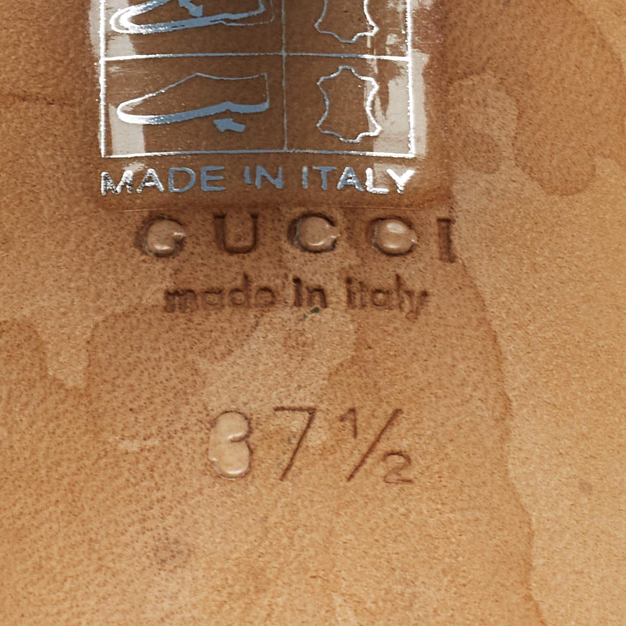 Gucci Blue Leather Horsebit Ankle Strap Sandals Size 37.5 4