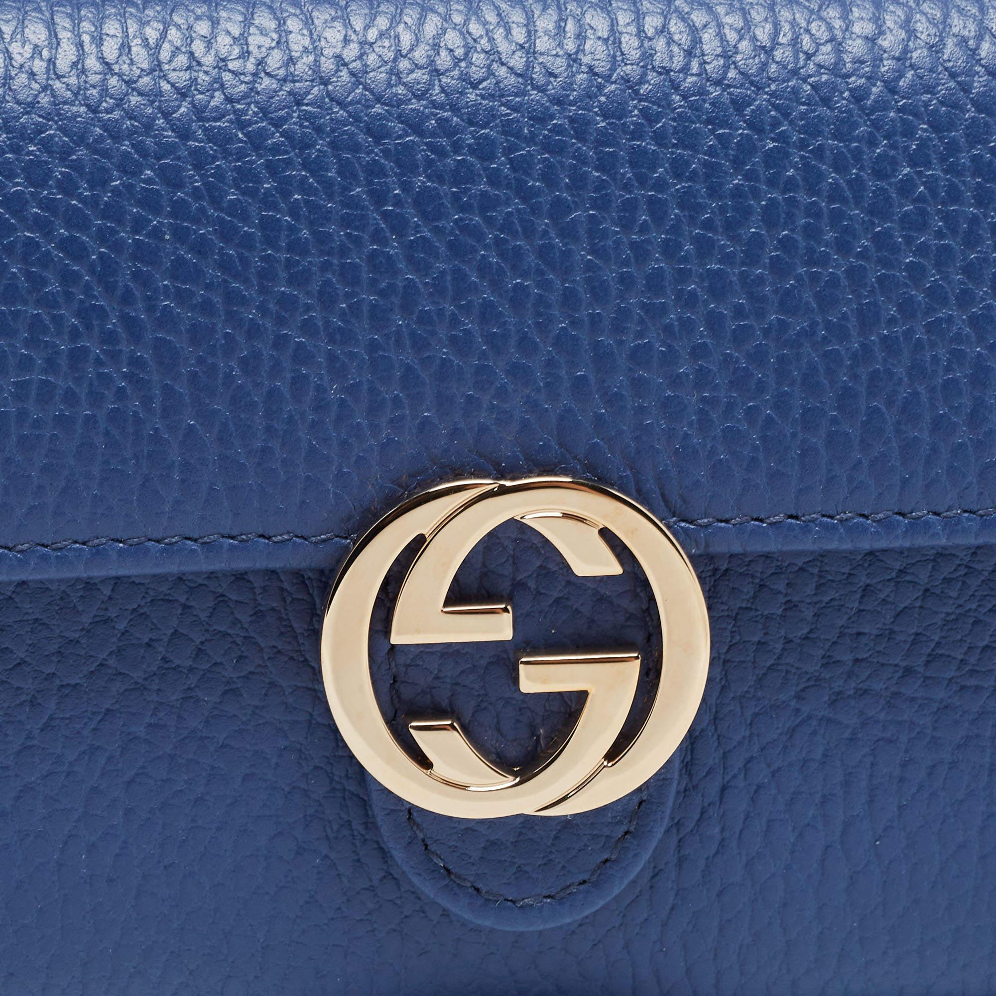 Gucci Blue Leather Interlocking G Continental Wallet 7