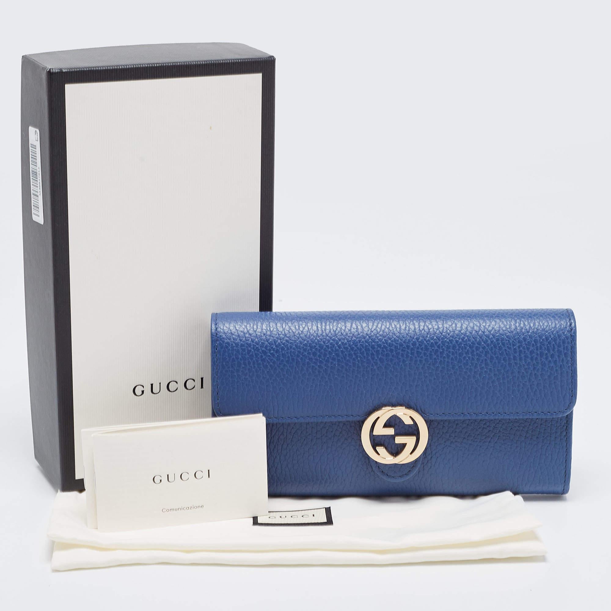 Gucci Blue Leather Interlocking G Continental Wallet 8