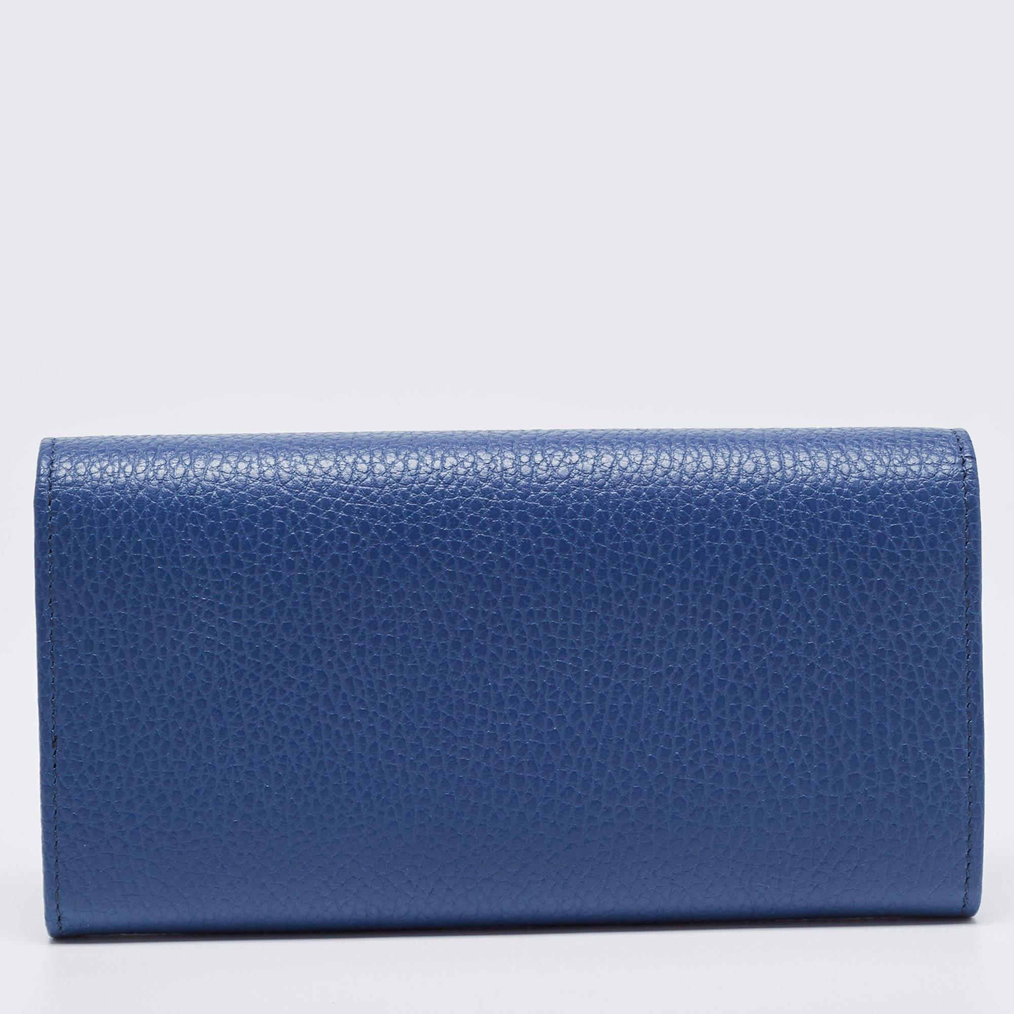 Gucci Blue Leather Interlocking G Continental Wallet 2