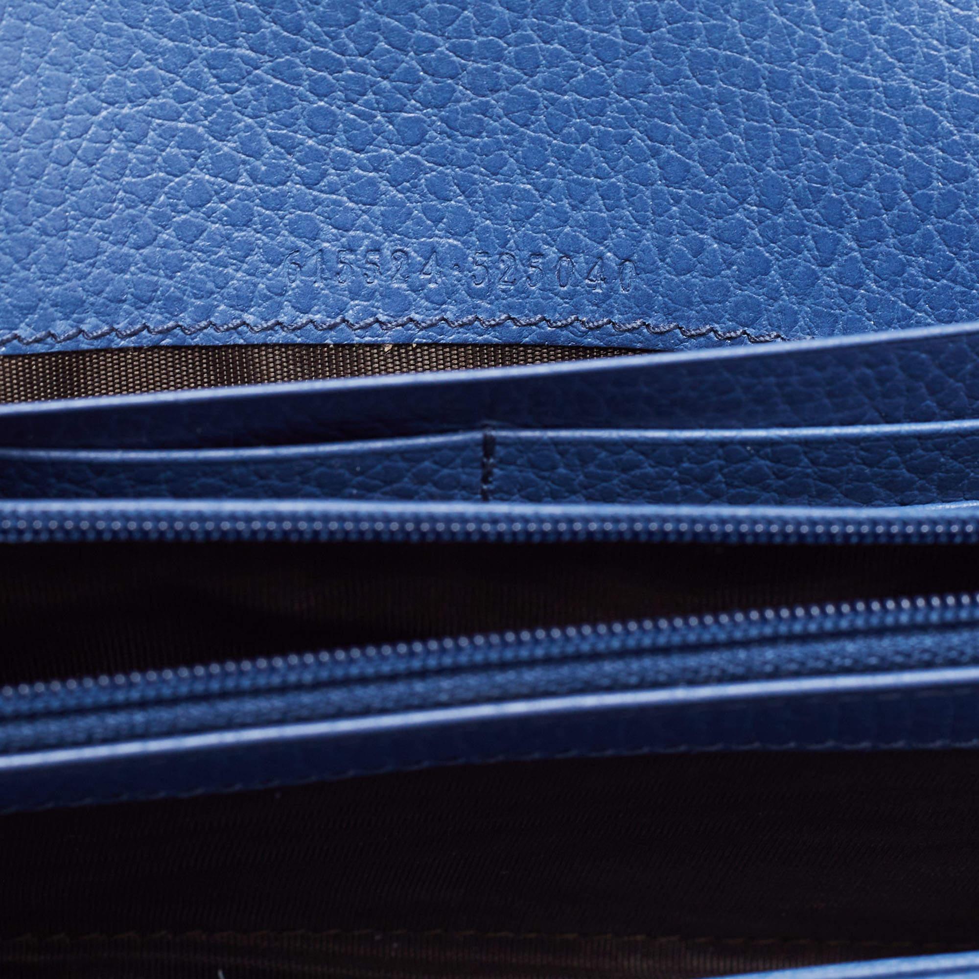 Gucci Blue Leather Interlocking G Continental Wallet 4