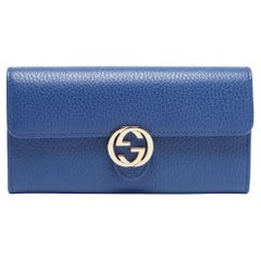 Gucci Blue Leather Interlocking G Continental Wallet