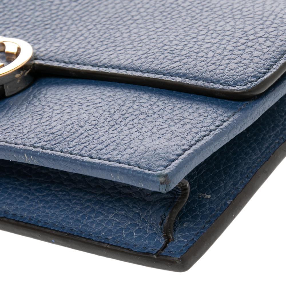 Gucci Blue Leather Interlocking G Wallet on Chain 5
