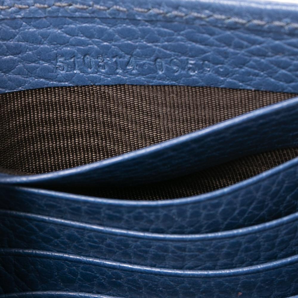 Gucci Blue Leather Interlocking G Wallet on Chain 2