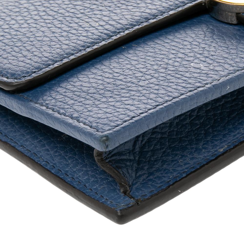 Gucci Blue Leather Interlocking G Wallet on Chain 4