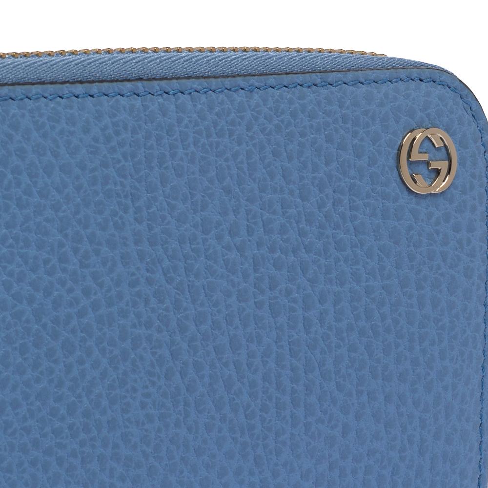 Gucci Blue Leather Interlocking G Zip Around Wallet 6