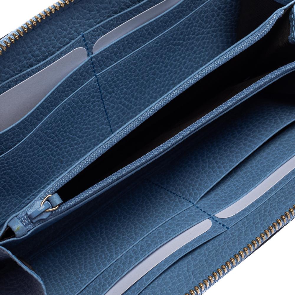 Gucci Blue Leather Interlocking G Zip Around Wallet 1