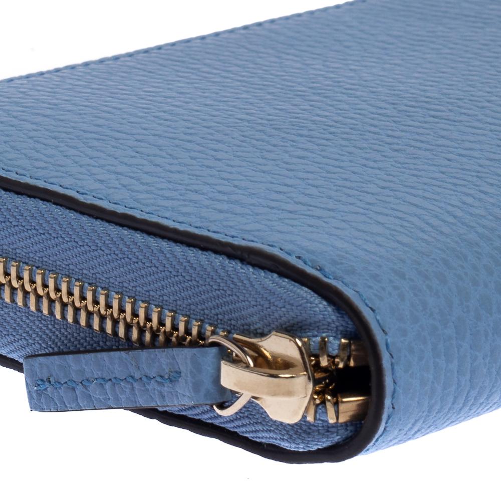 Gucci Blue Leather Interlocking G Zip Around Wallet 4