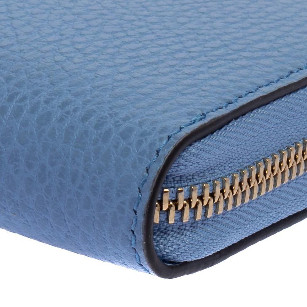 Gucci Blue Leather Interlocking G Zip Around Wallet 4