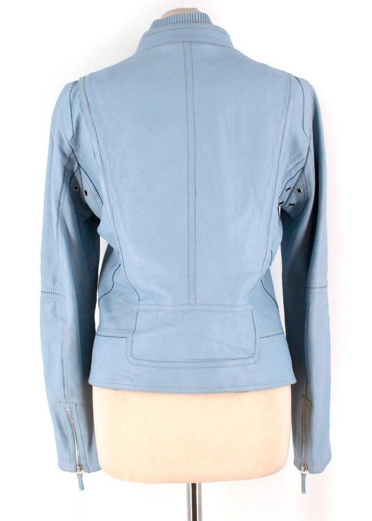 Gucci Blue Leather Jacket US 8 at 1stDibs