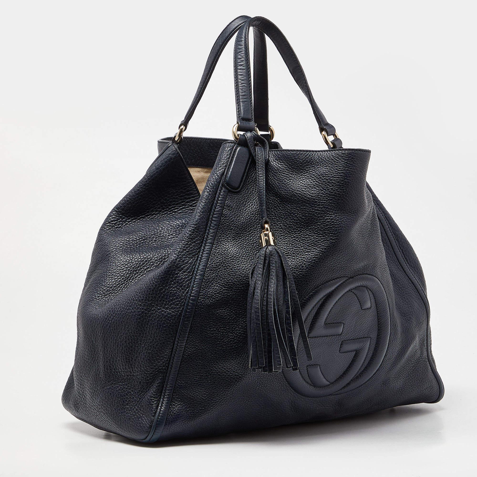 Gucci grand sac fourre-tout Soho en cuir bleu Pour femmes en vente