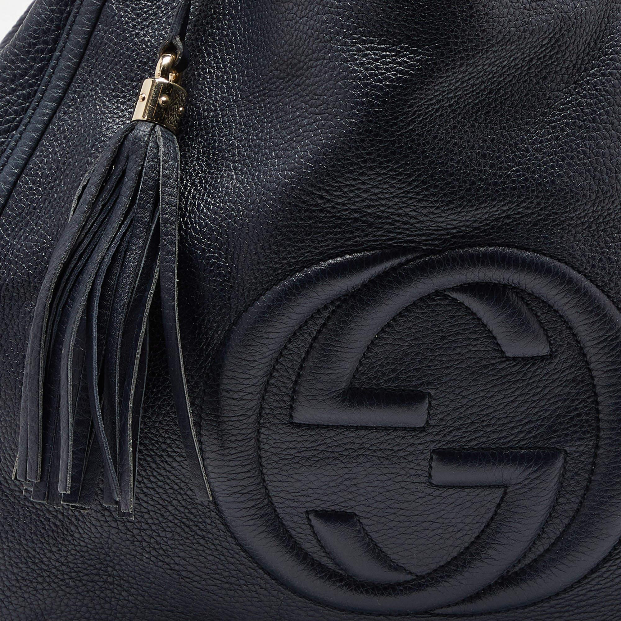Gucci grand sac fourre-tout Soho en cuir bleu en vente 5