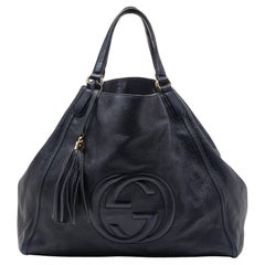 Gucci Große Soho Shopper Tote aus blauem Leder