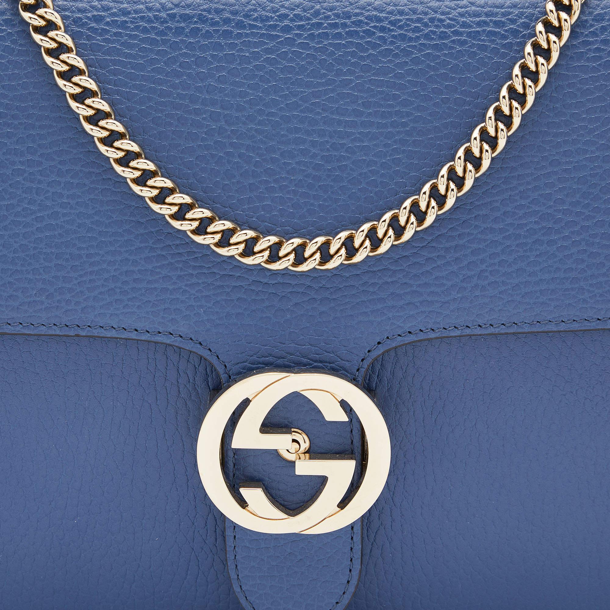 Gucci Blue Leather Medium Interlocking G Shoulder Bag 6