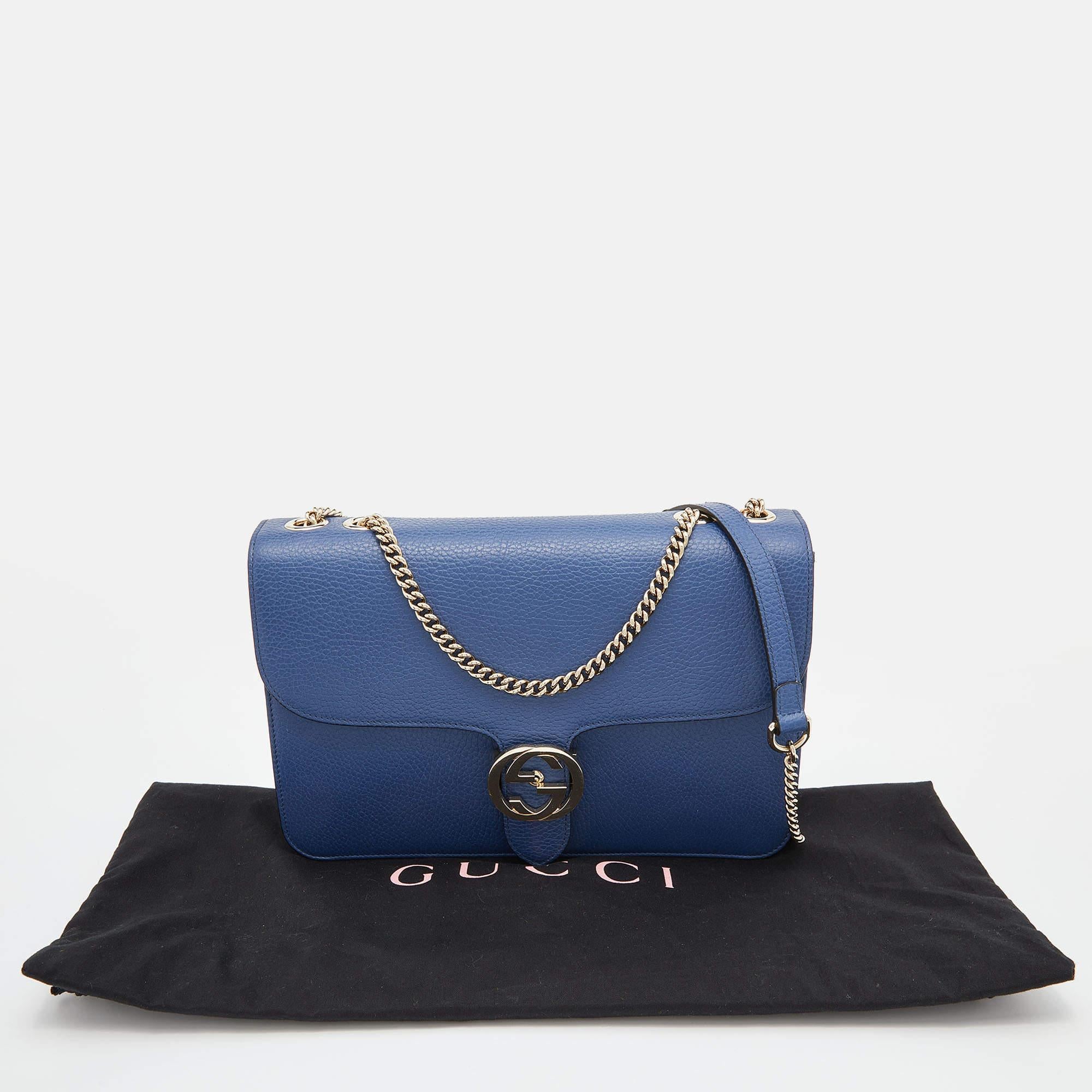 Gucci Blue Leather Medium Interlocking G Shoulder Bag 5
