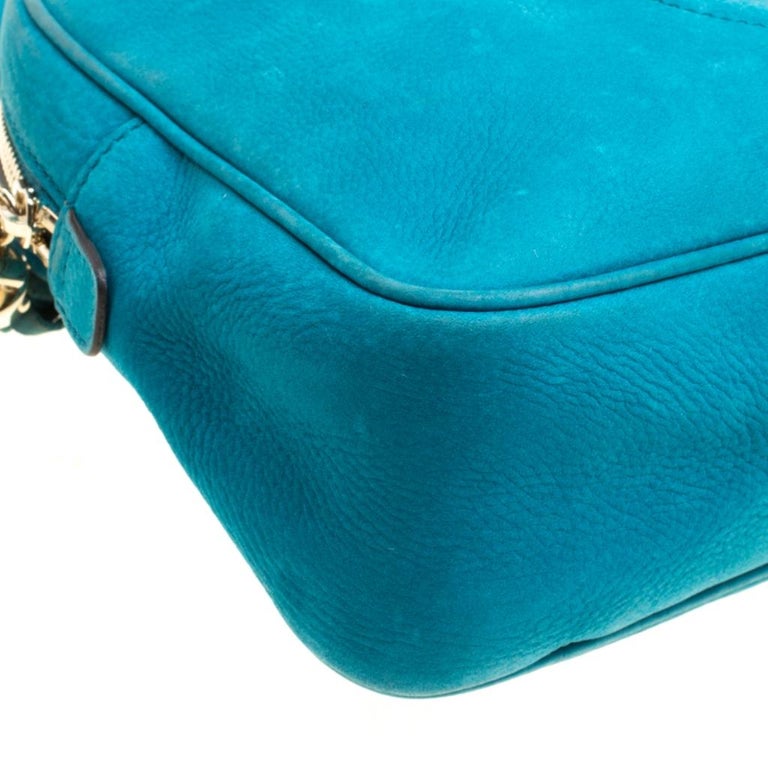 Gucci Blue Leather Medium Soho Chain Shoulder Bag For Sale at 1stDibs