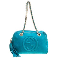 Gucci Blue Leather Medium Soho Chain Shoulder Bag