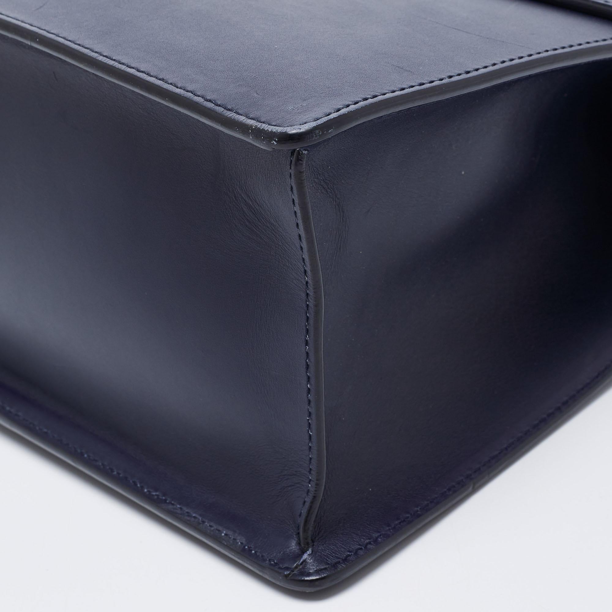 Gucci Blue Leather Medium Sylvie Top Handle Bag 11
