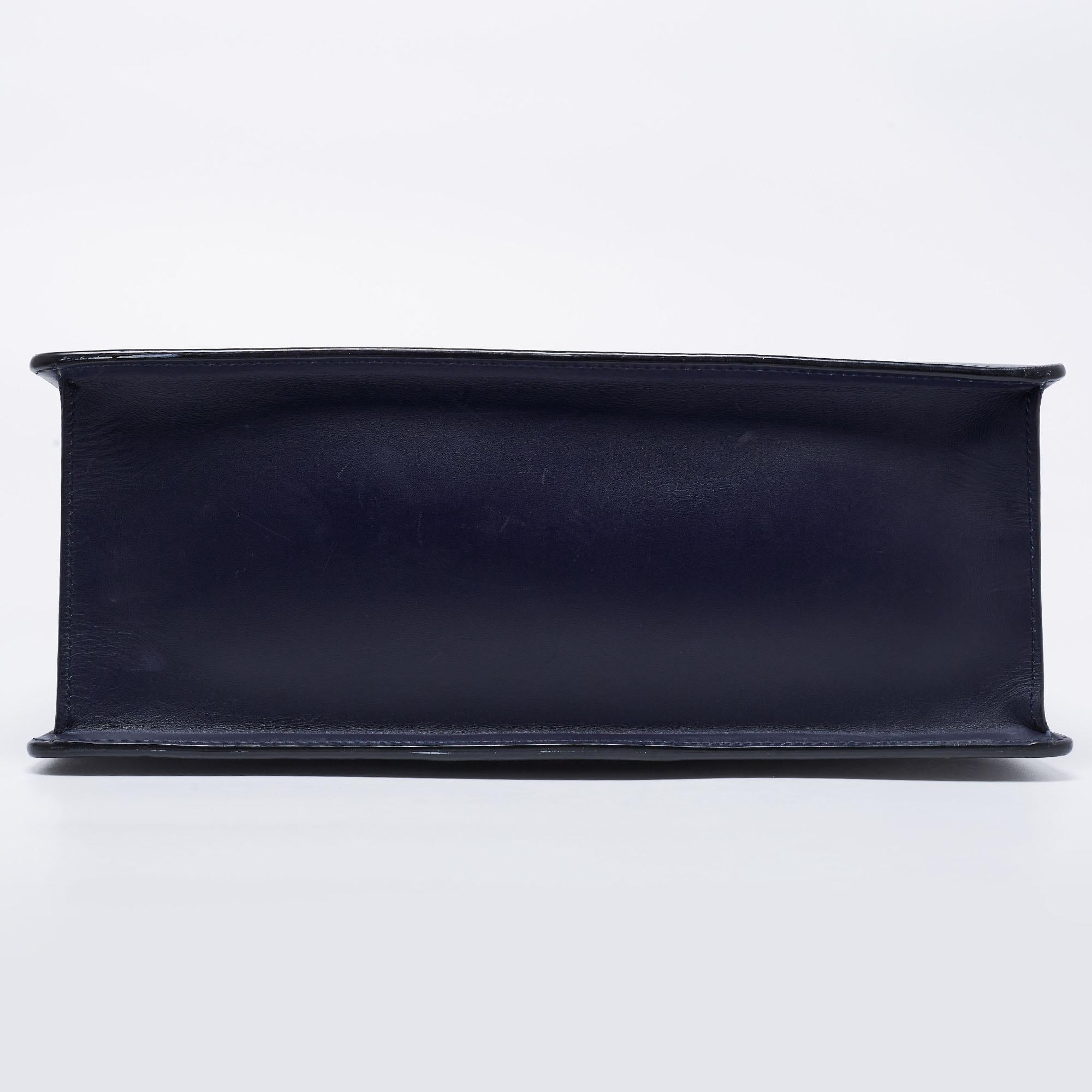 Gucci Blue Leather Medium Sylvie Top Handle Bag 12