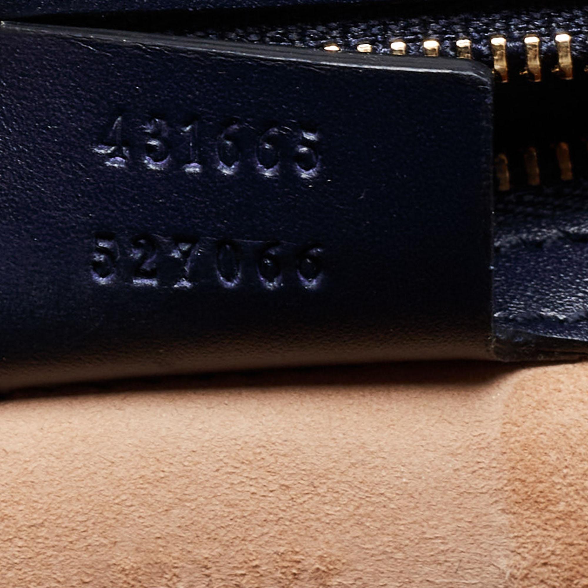 Gucci Blue Leather Medium Sylvie Top Handle Bag 1