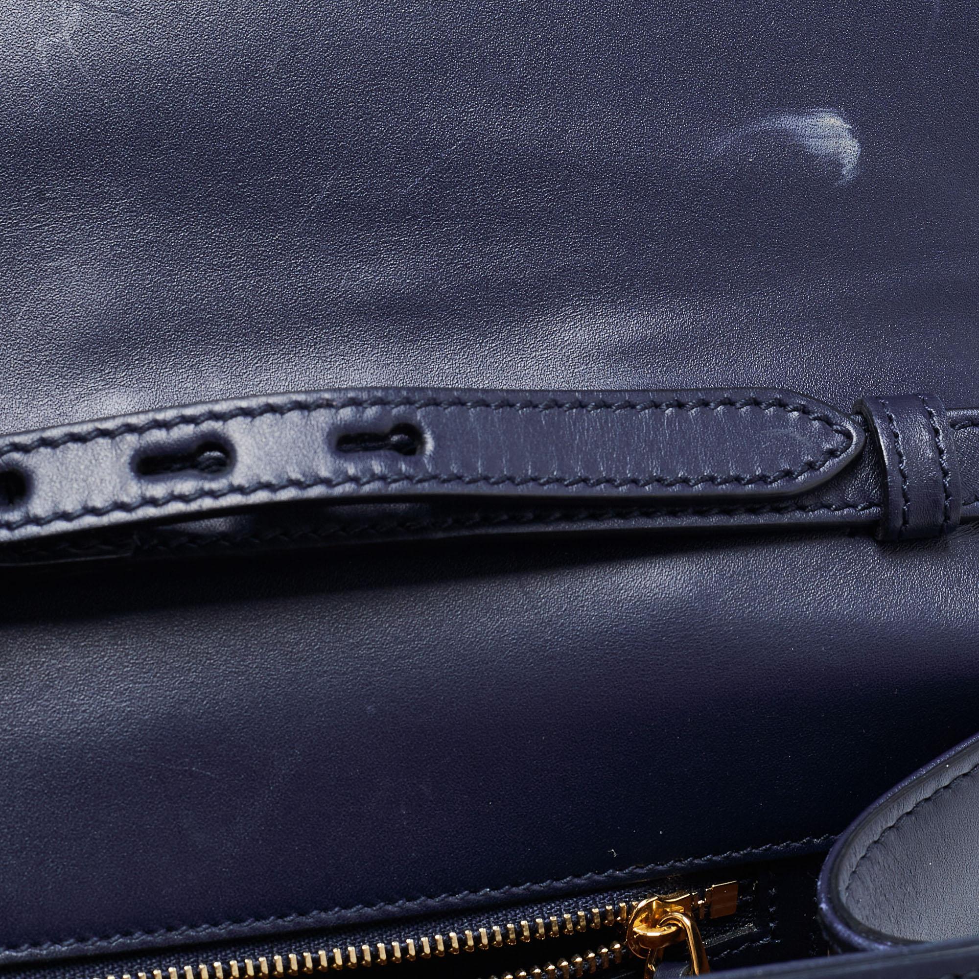 Gucci Blue Leather Medium Sylvie Top Handle Bag 4
