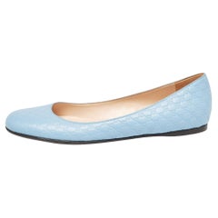 Gucci Blue Leather Microguccissima Ballet Flats Size 39.5