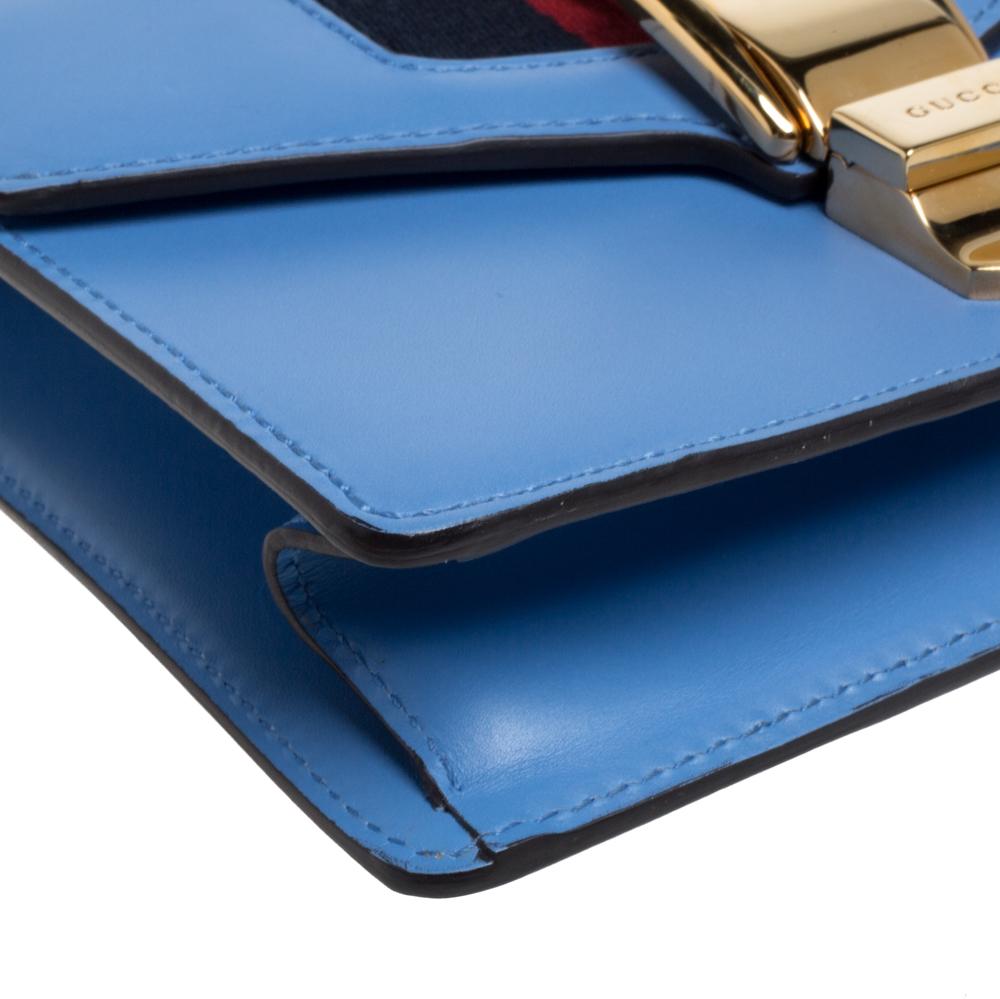 Gucci Blue Leather Mini Web Chain Sylvie Shoulder Bag 1