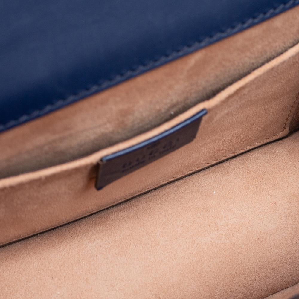 Gucci Blue Leather Mini Web Chain Sylvie Top Handle Bag 5