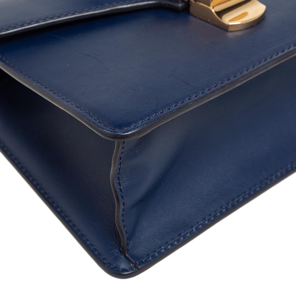 Gucci Blue Leather Mini Web Chain Sylvie Top Handle Bag 6