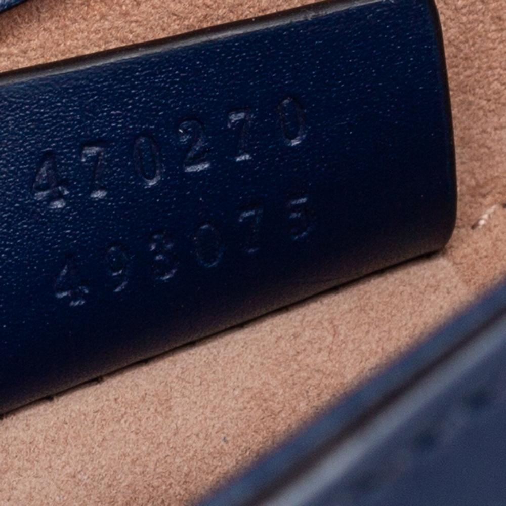Gucci Blue Leather Mini Web Chain Sylvie Top Handle Bag 1