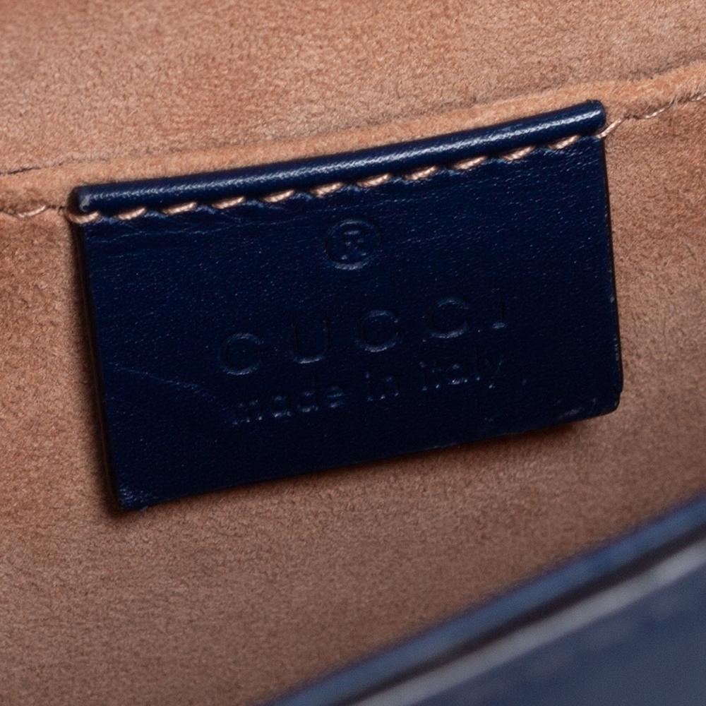 Gucci Blue Leather Mini Web Chain Sylvie Top Handle Bag 4