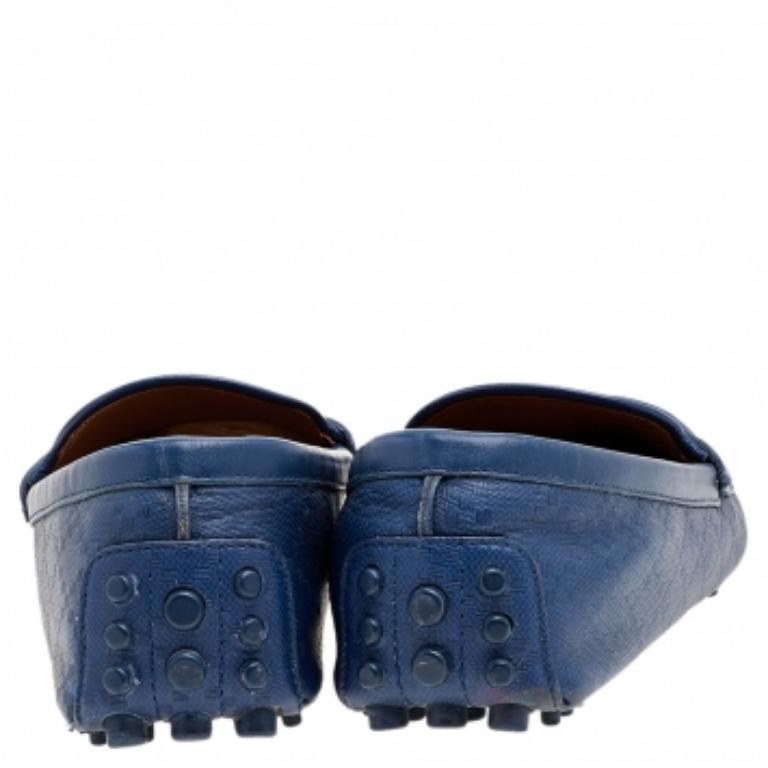 Gucci Blue Leather Slip On Loafers Size 40.5 1