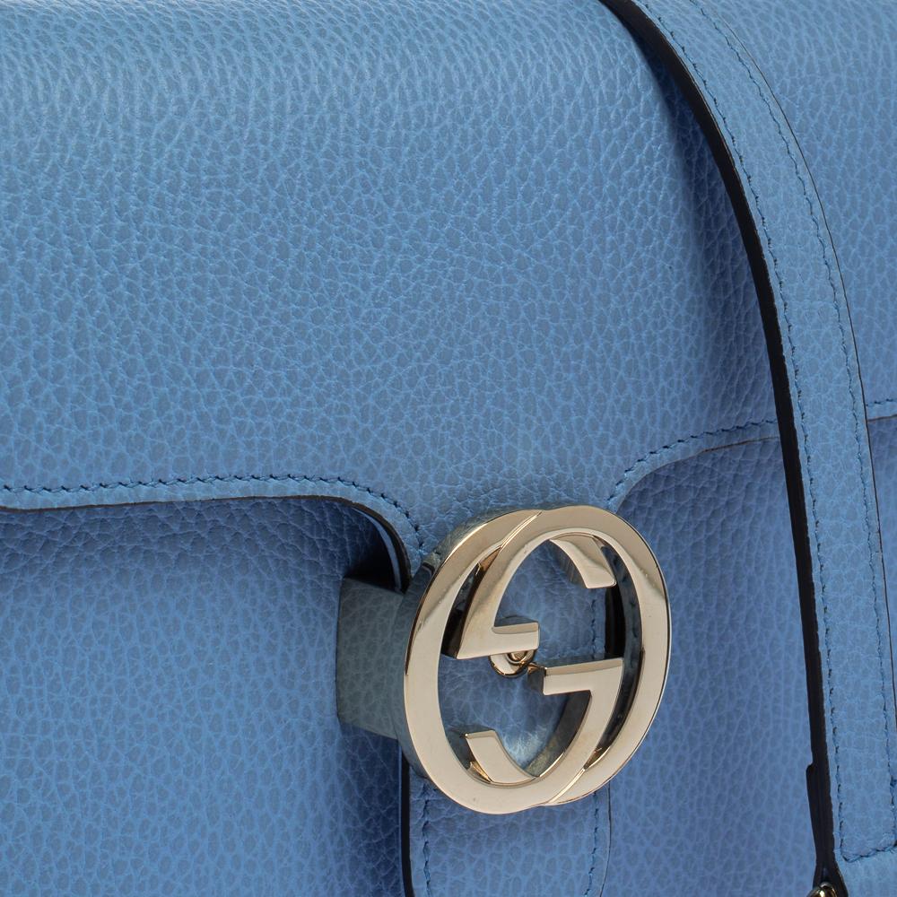 Gucci Blue Leather Small Interlocking G Crossbody Bag 8