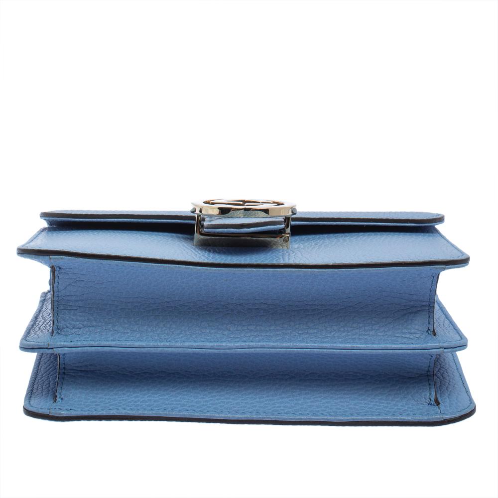 Gucci Blue Leather Small Interlocking G Crossbody Bag 1