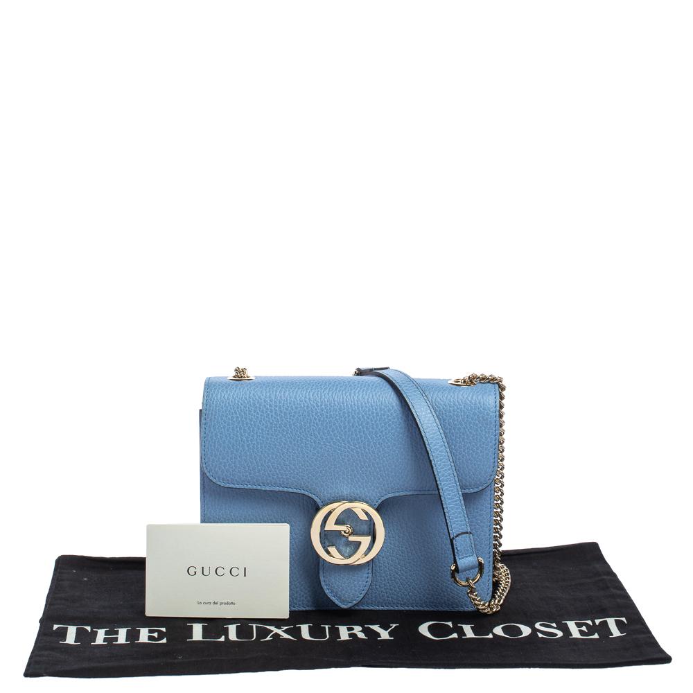 Gucci Blue Leather Small Interlocking G Crossbody Bag 5