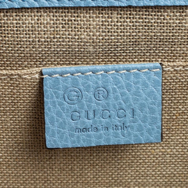 GUCCI Polished Calfskin Small Interlocking G Shoulder Bag Dark Blue 188260