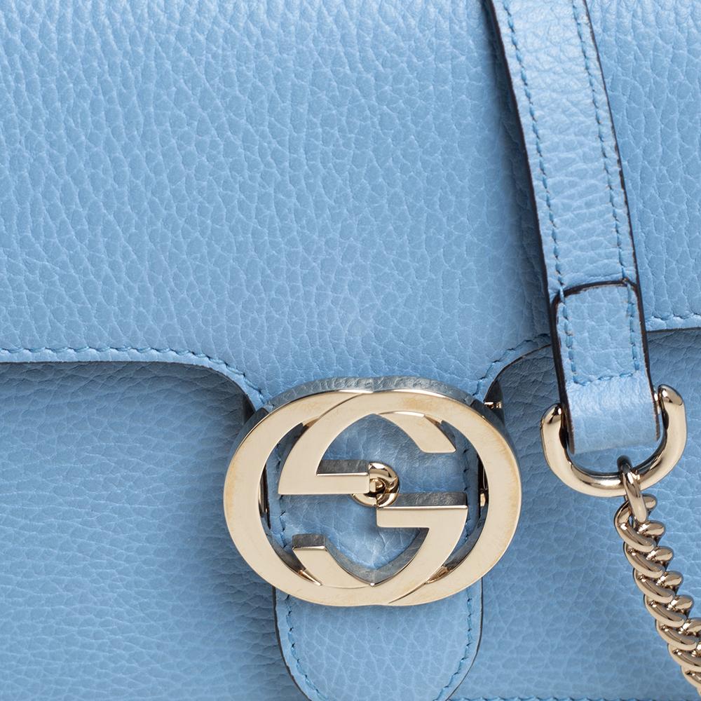 Gucci Blue Leather Small Interlocking G Shoulder Bag 1