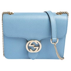 Gucci Blue Leather Small Interlocking G Shoulder Bag