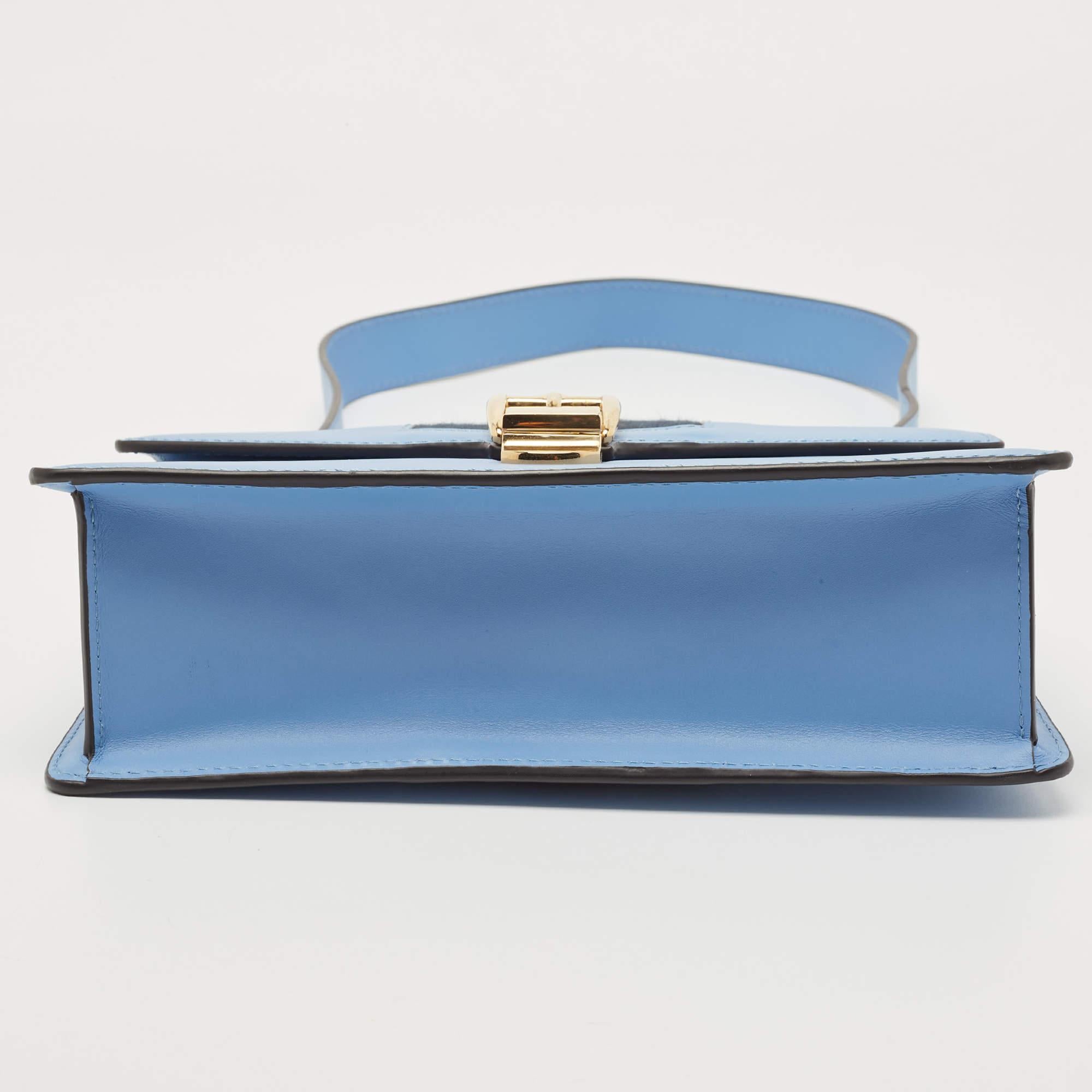 Gucci Blue Leather Small Web Sylvie Shoulder Bag For Sale 10