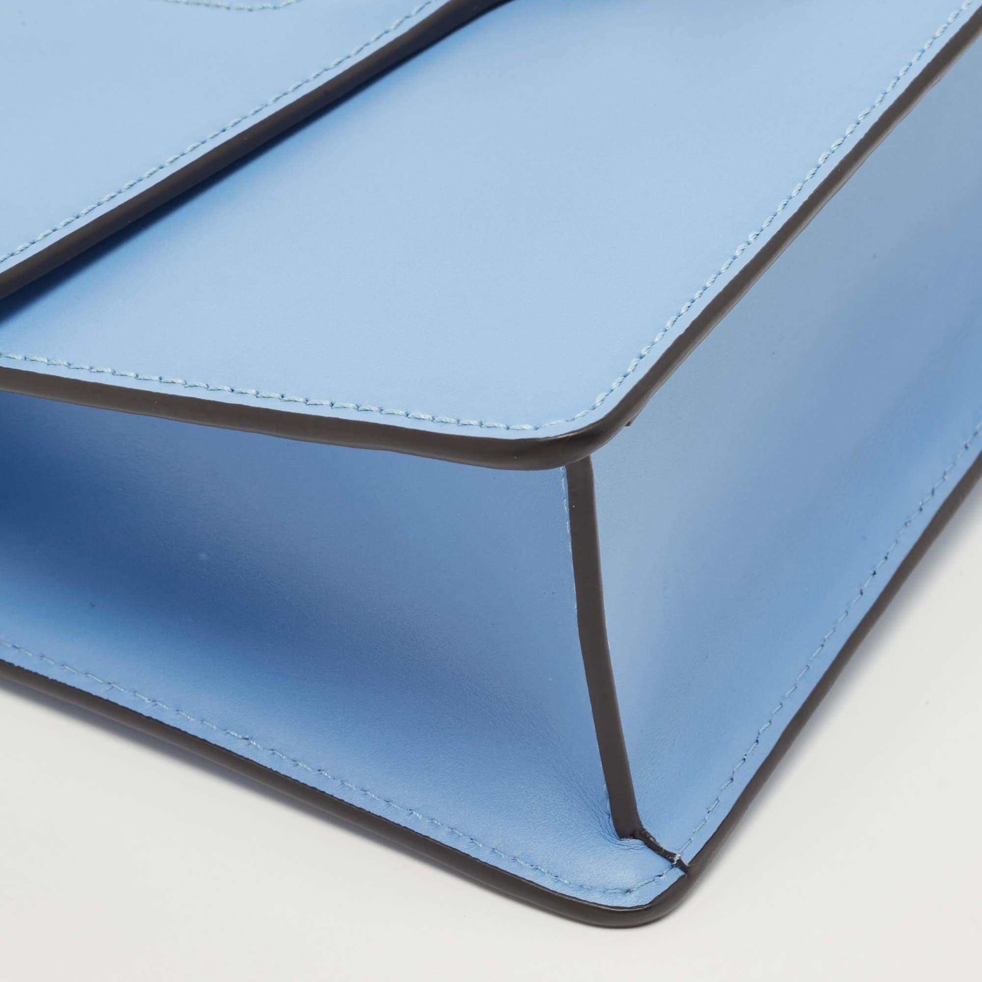 Gucci Blue Leather Small Web Sylvie Shoulder Bag For Sale 11