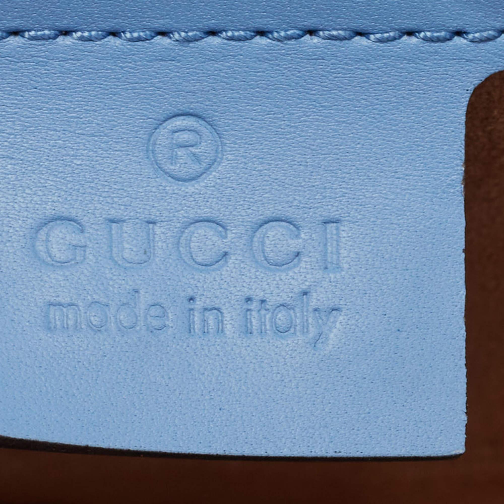 Gucci Blue Leather Small Web Sylvie Shoulder Bag For Sale 3
