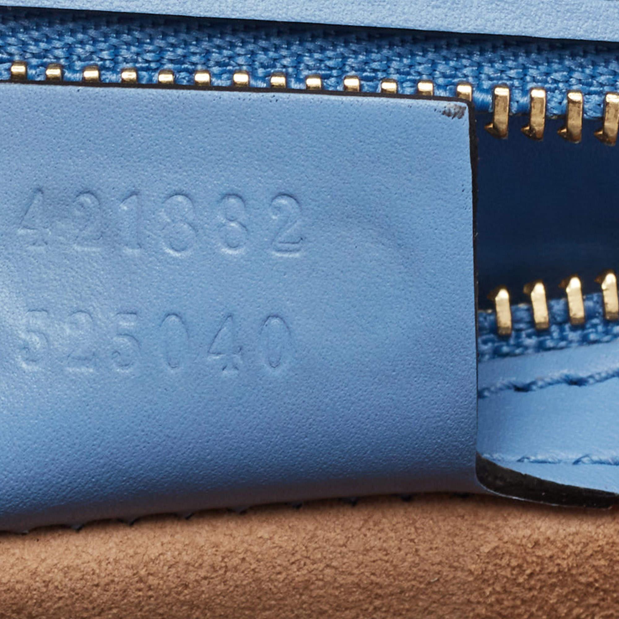 Gucci Blue Leather Small Web Sylvie Shoulder Bag For Sale 4