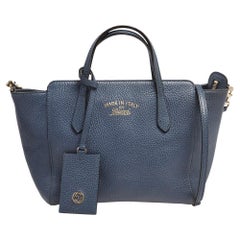 Gucci Blue Leather Swing Small Tote