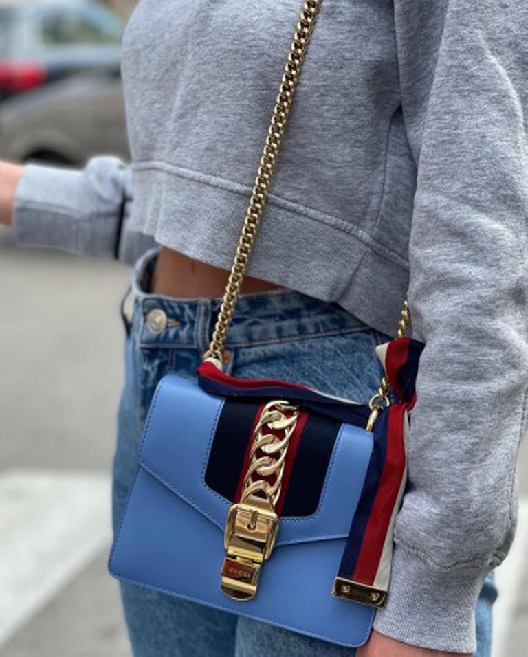 Gucci sylvie bag blue sales