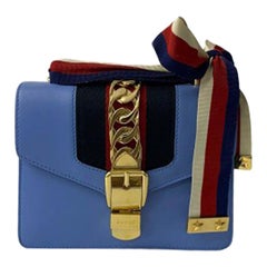 Gucci Blue Leather Sylvie Mini Shoulder Bag