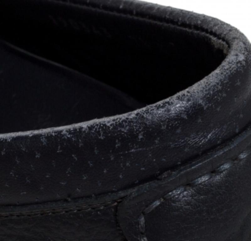 Black Gucci Blue Leather Web Detail Loafers Size 41.5 For Sale