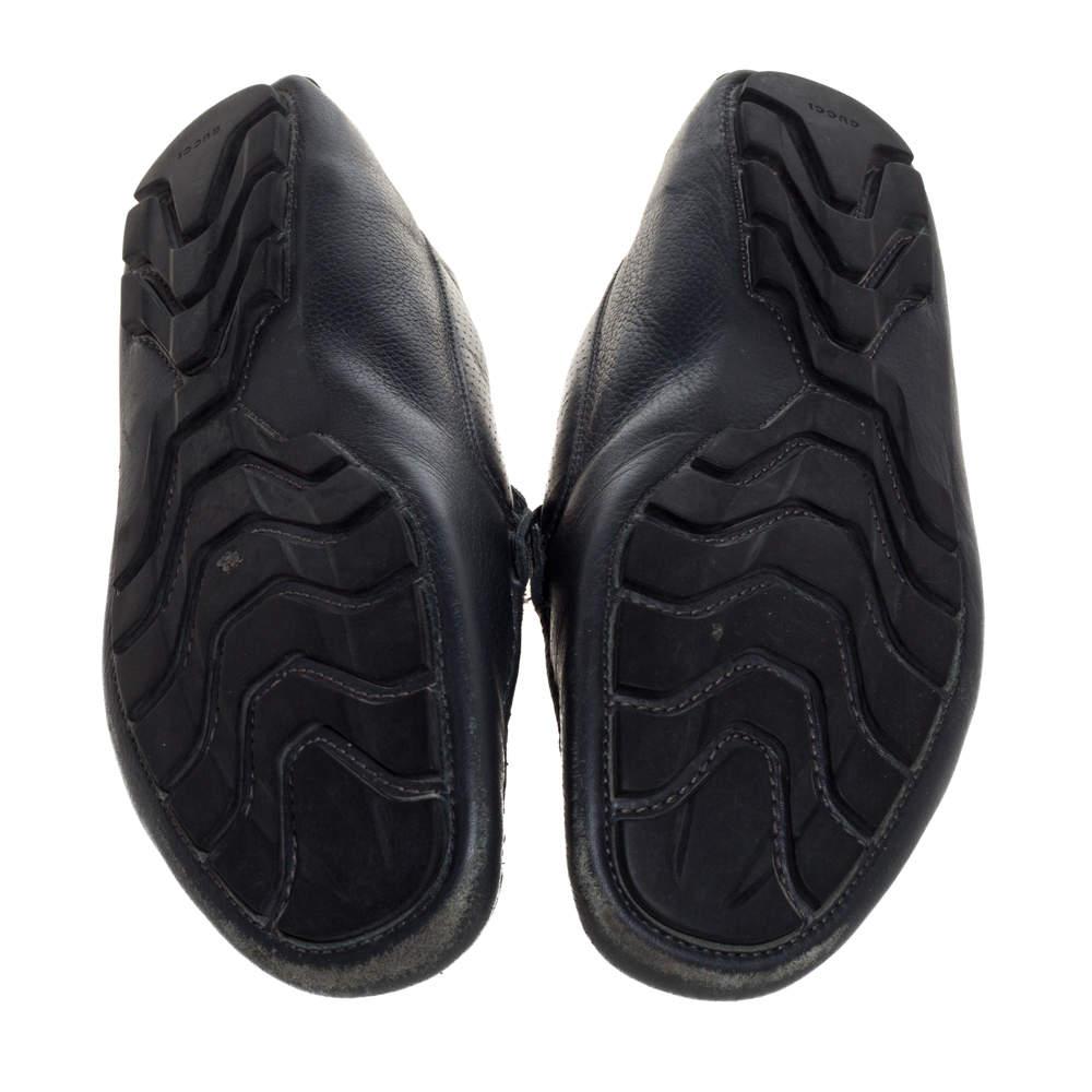 Gucci Blue Leather Web Detail Loafers Size 41.5 1