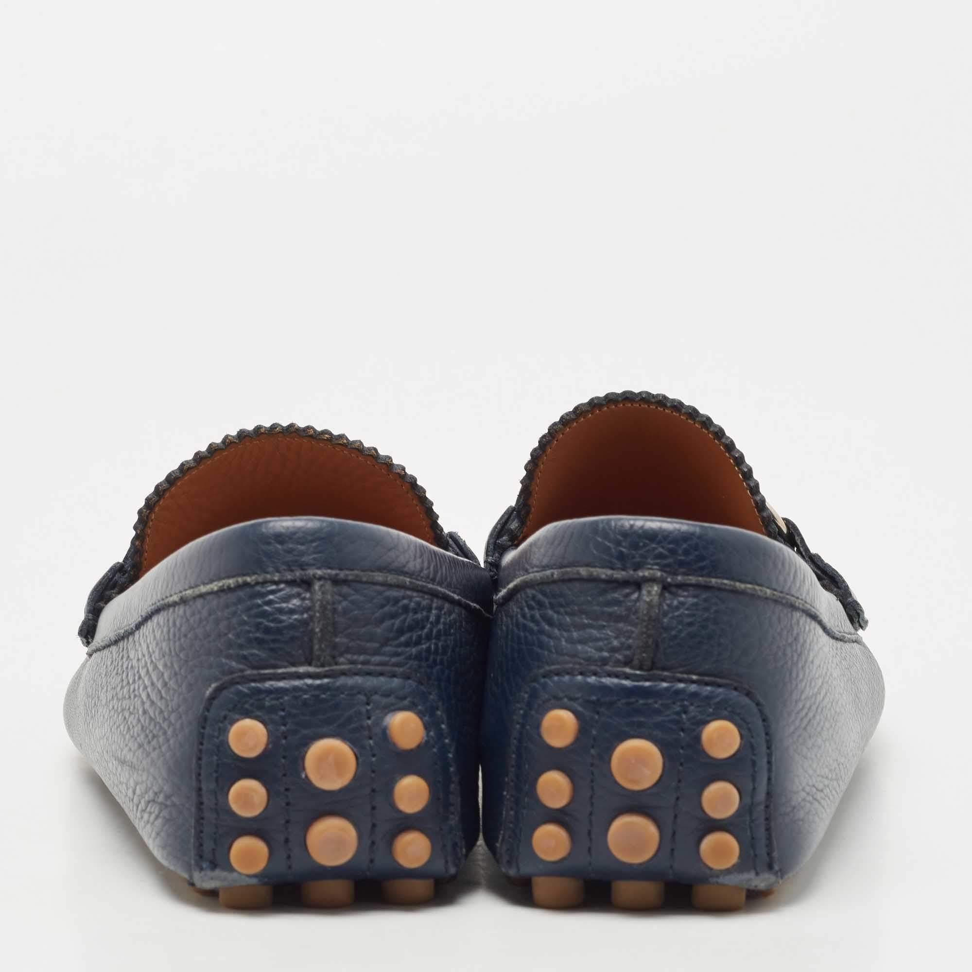 Black Gucci Blue Leather Web Horsebit Loafers Size 42.5