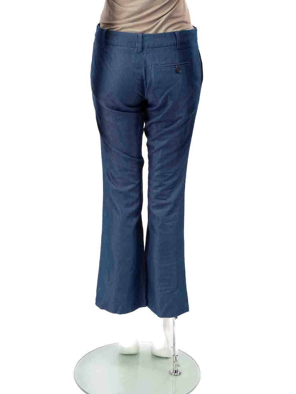 Gucci Blue Lightweight Denim Flared Trousers Size XS In Good Condition For Sale In London, GB